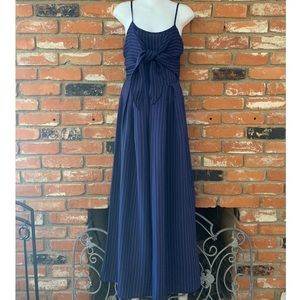 Striped Wide Leg Tie Front Jumpsuit